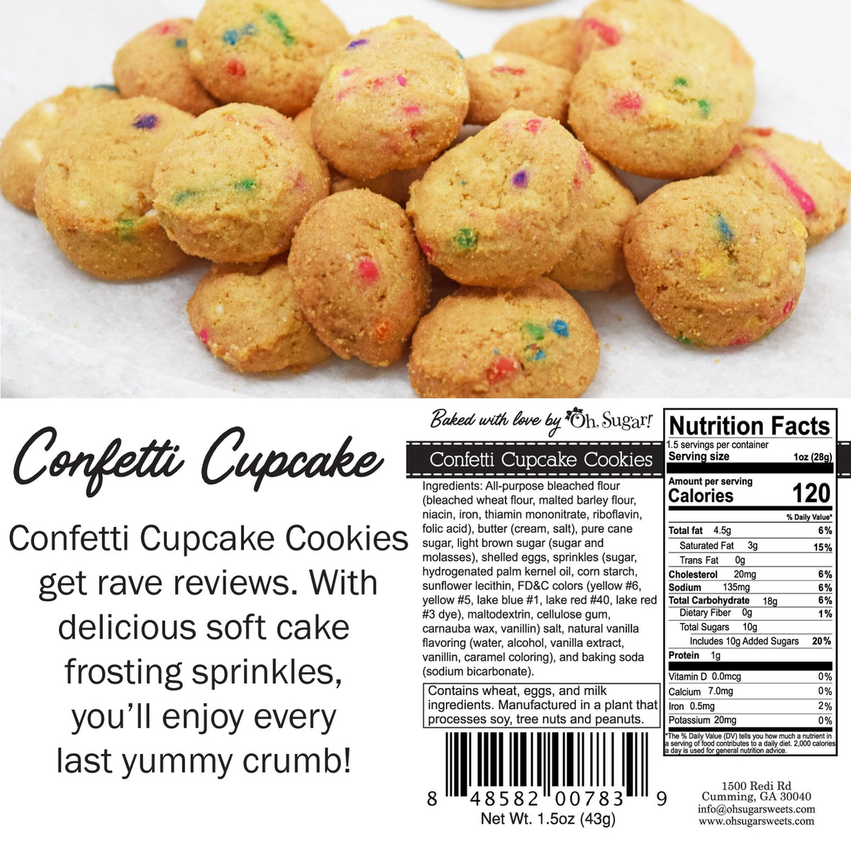 Christmas Cookies - Confetti Cupcake Cookies 5 oz