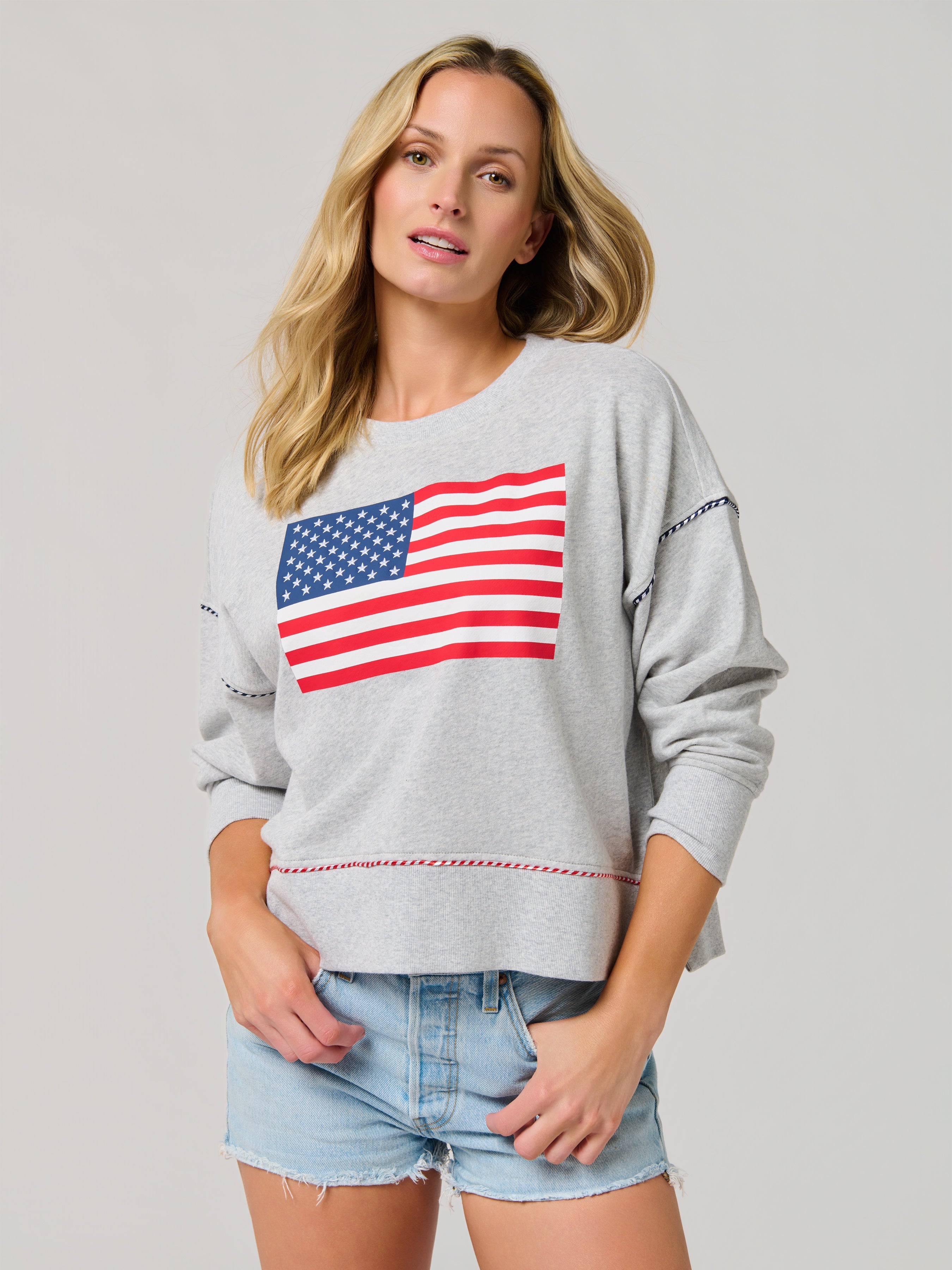 American Flag Mesh Sweatshirt - Large
