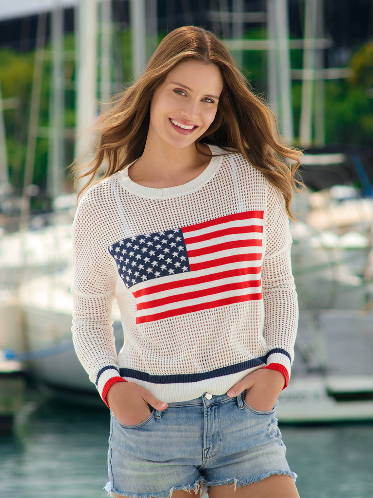 American Flag Mesh Sweatshirt - Small