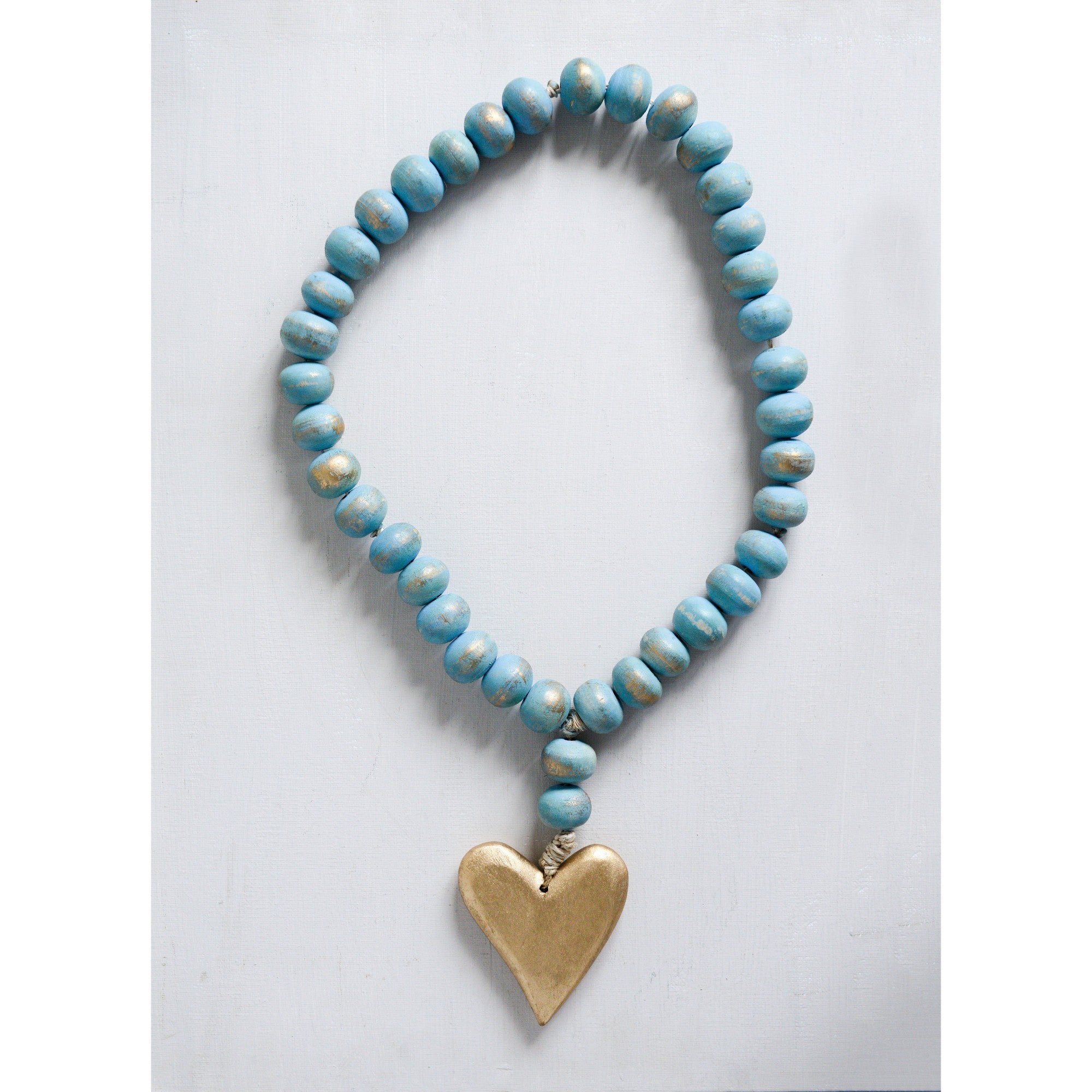 22" Mango Wood Bead Strand w/Heart
