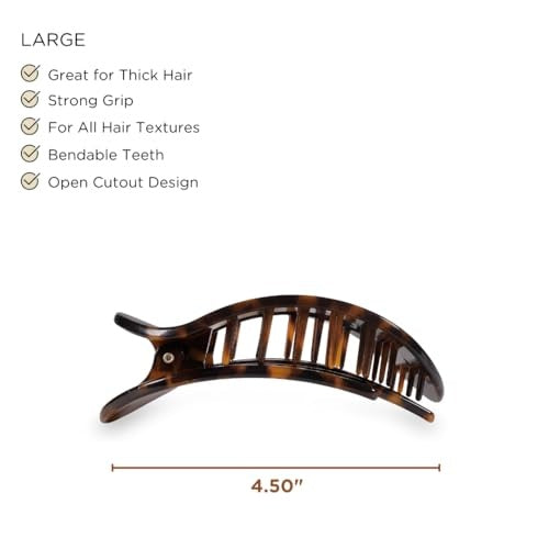 Round Flat hair Clip - Large - Tortoise
