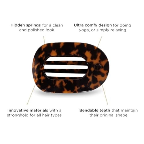 Round Flat hair Clip - Large - Tortoise