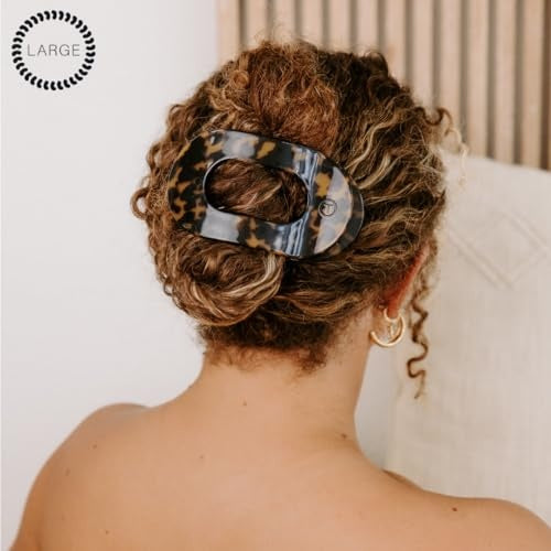 Round Flat hair Clip - Large - Tortoise