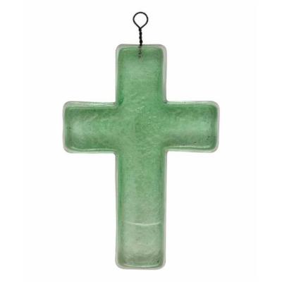 Recycled Glass Hanging Cross, Green