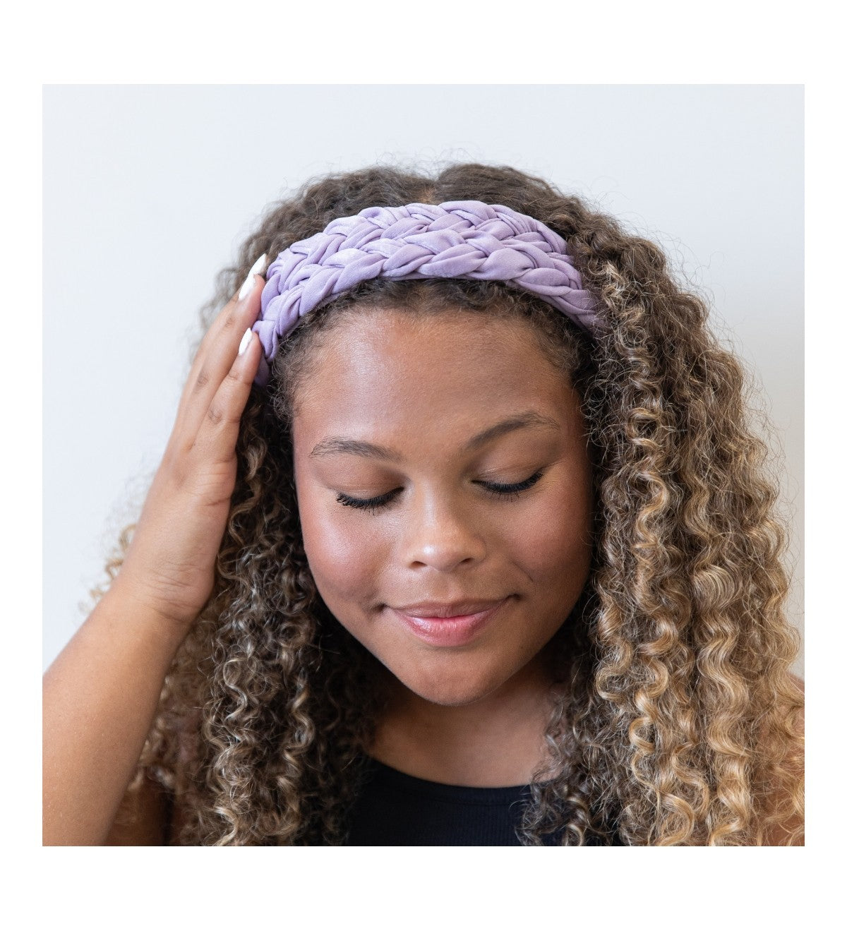 BLUSING BRAID HEADBAND-LAVENDER-SATIN/LIKE-DOUBLE BRAID