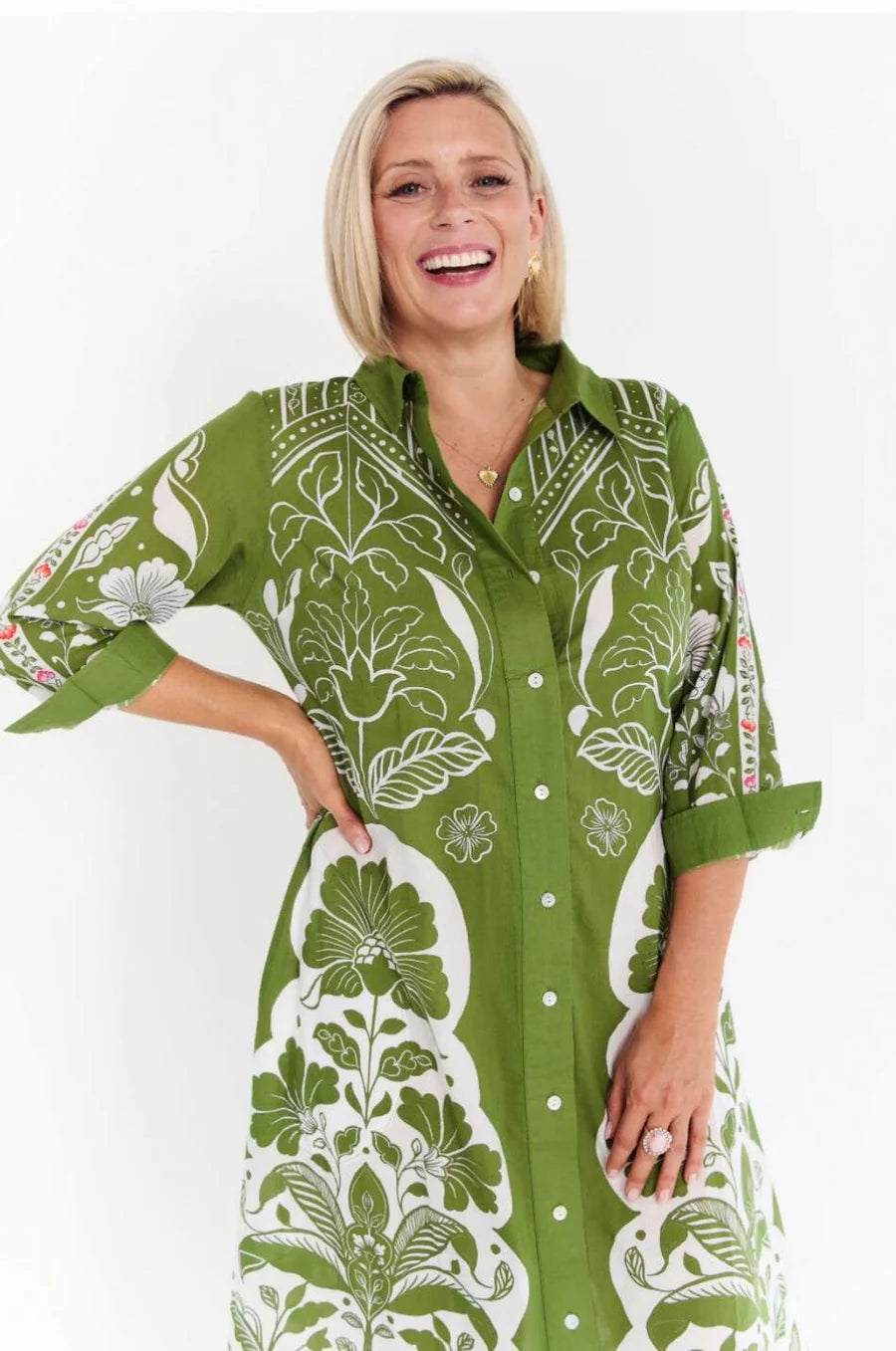 SACRED BLOOM MAXI DRESS-GREEN-LARGE