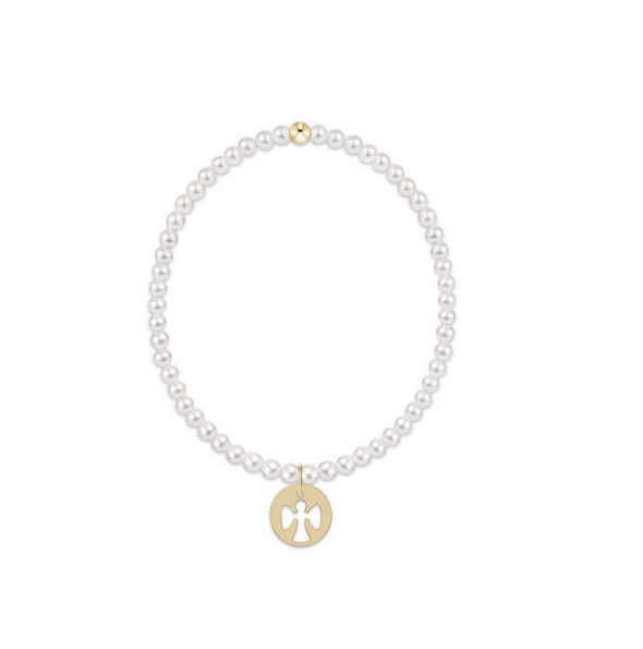 Classic Pearl 3mm Bracelet - Guardian Angel Gold Disc