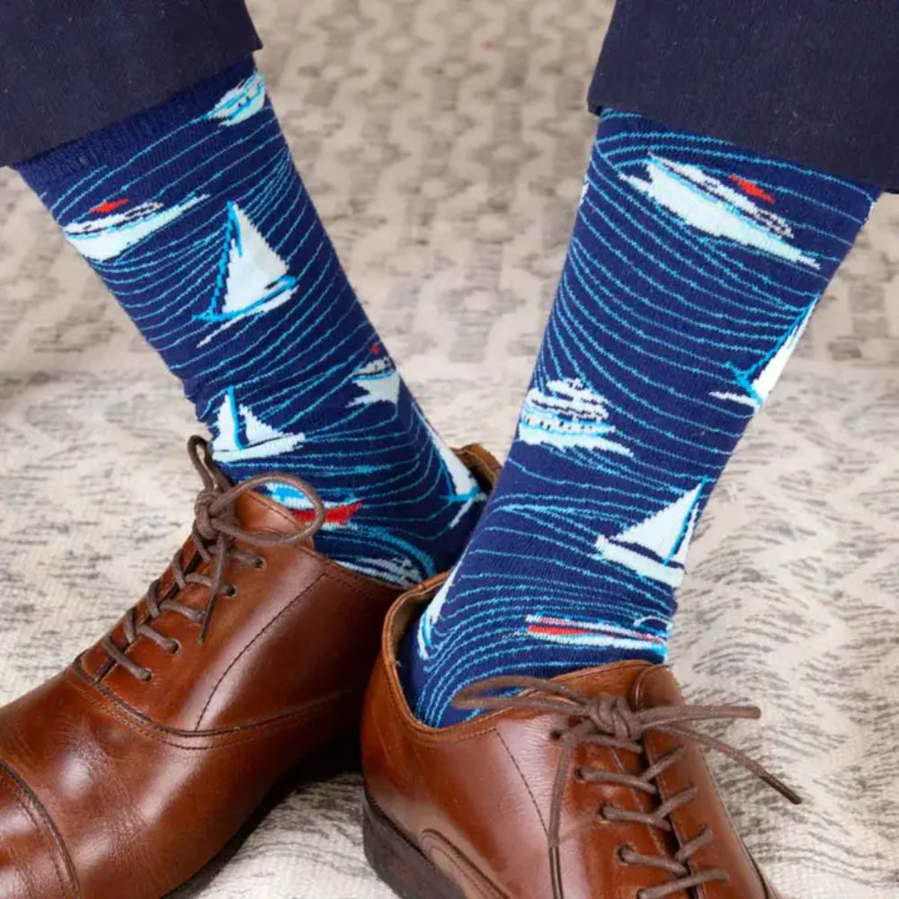 MEN'S BOATING SOCKS NAVY/SKY