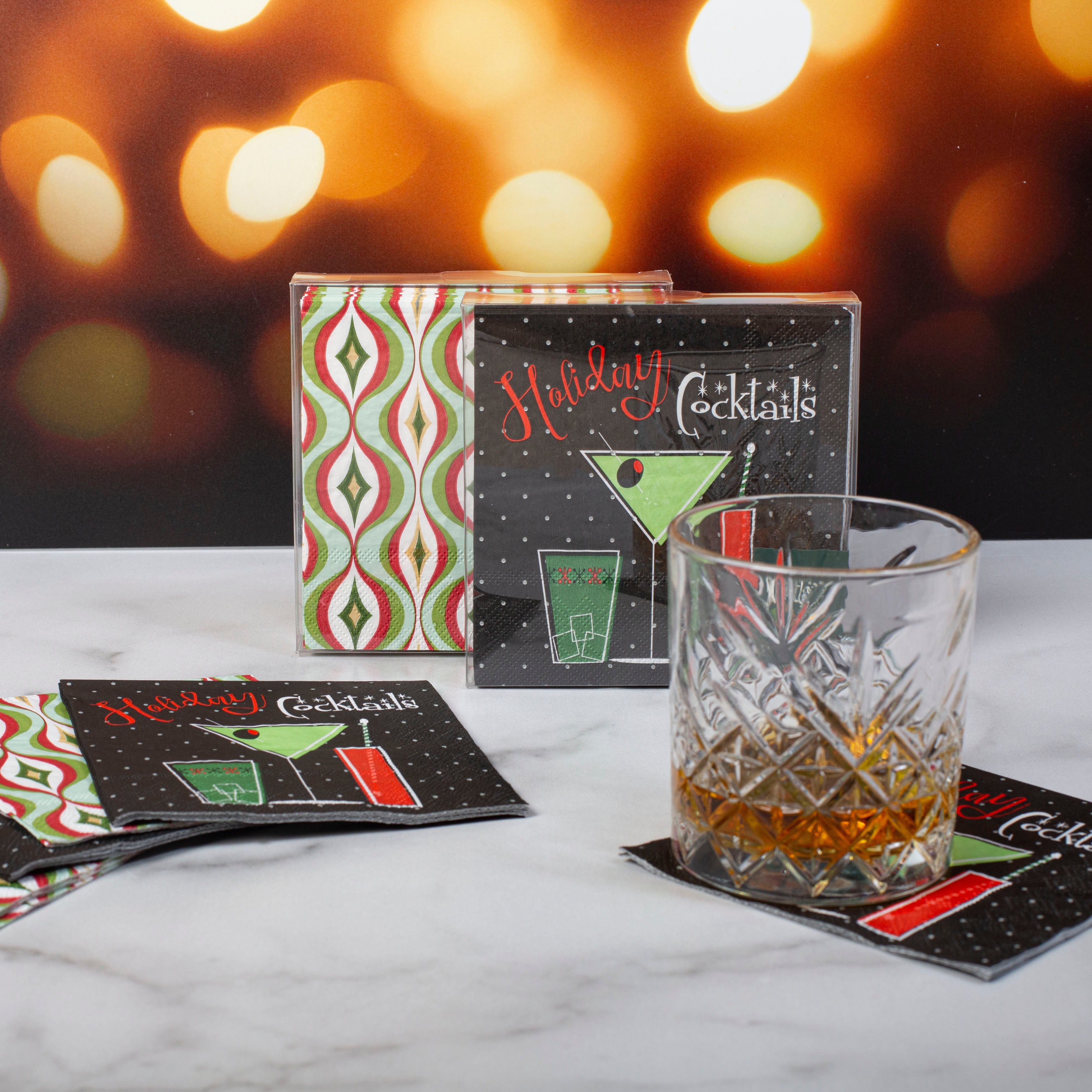 Diamond Wave Mid Century Modern Cocktail Beverage Napkin