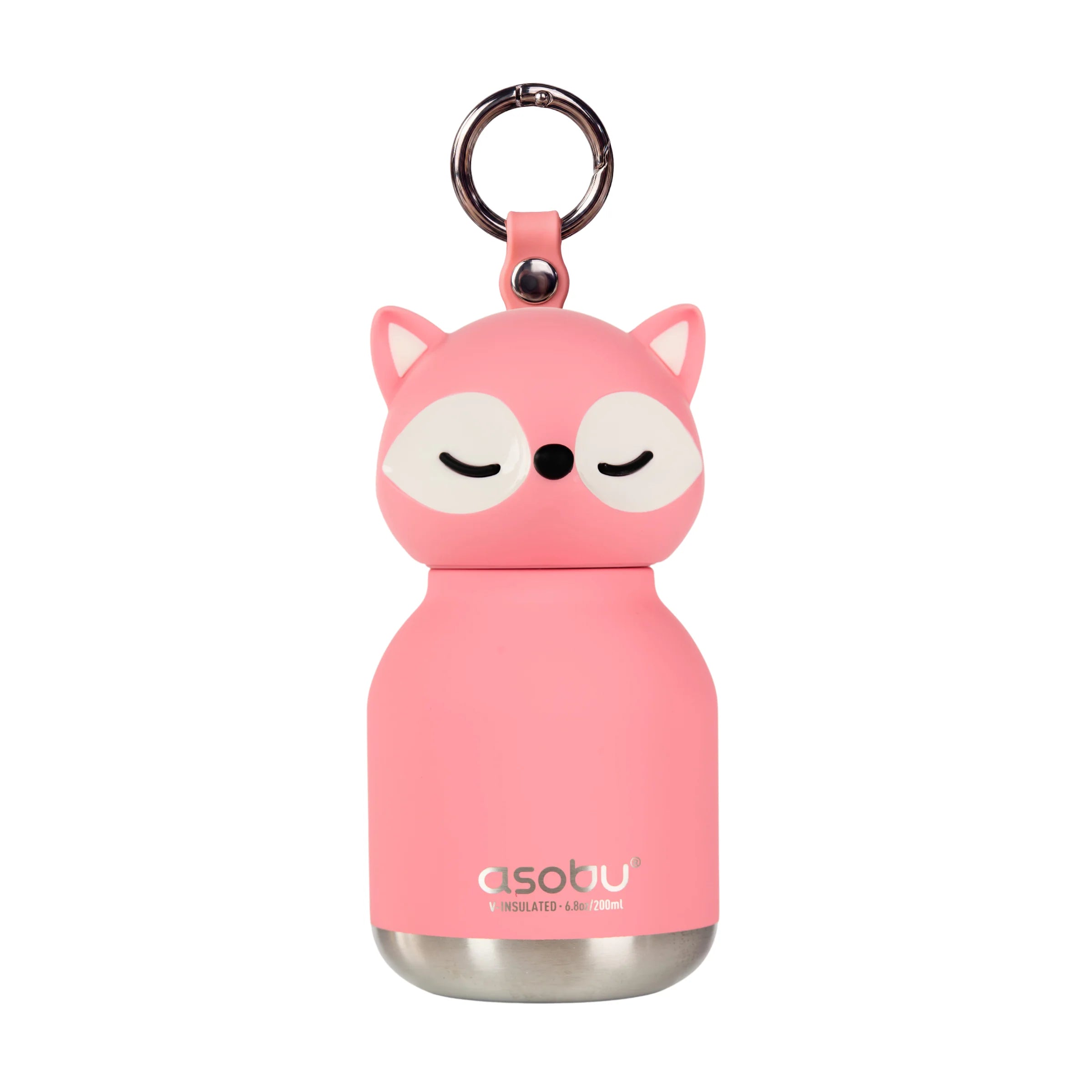 Bag Charm Water Bottle - Pink Fox