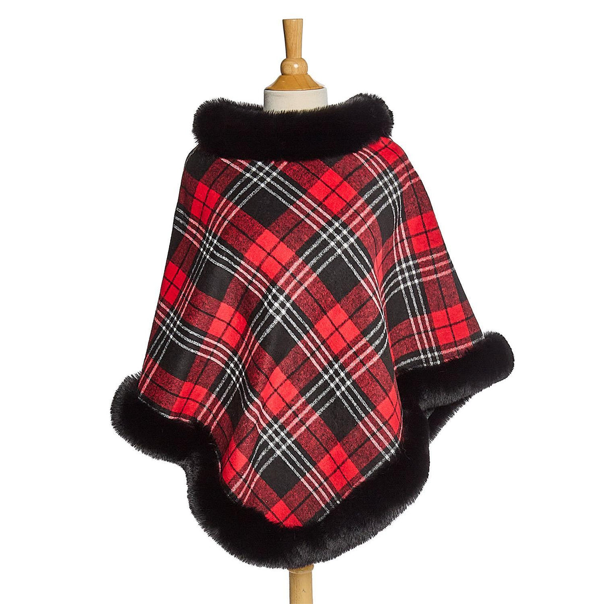 PLAID PONCHO O/S