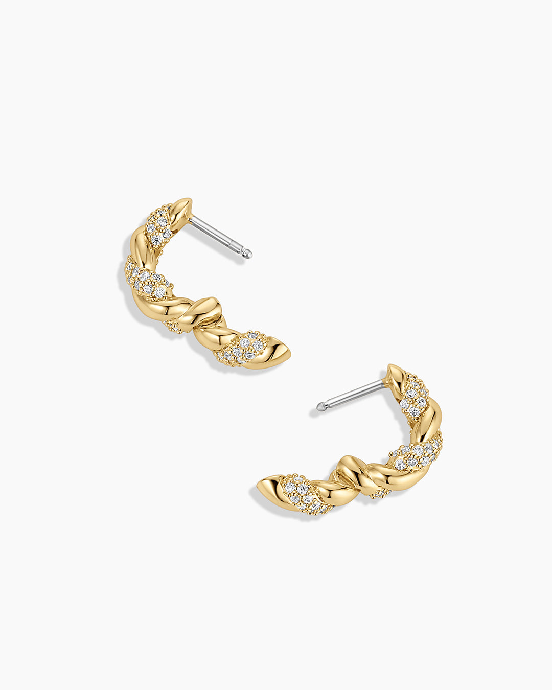 Crew Shimmer Huggies w/CZ (gold) - Stainless Steel Post