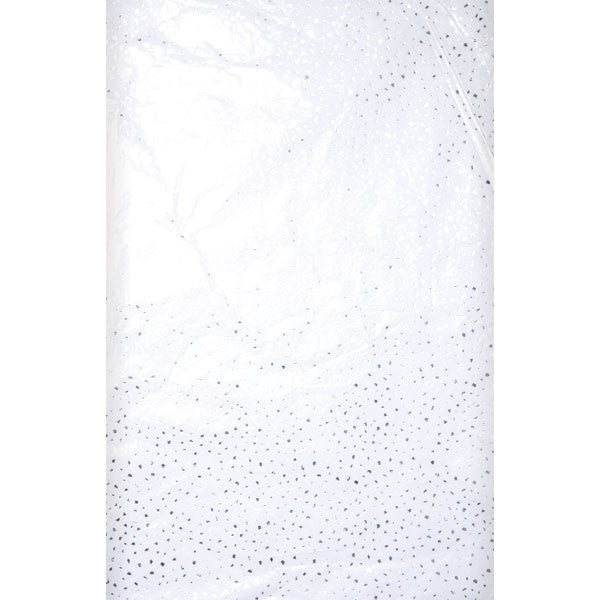 White tissue paper with silver metallic fleck pattern, close-up detail view showing sparkle texture