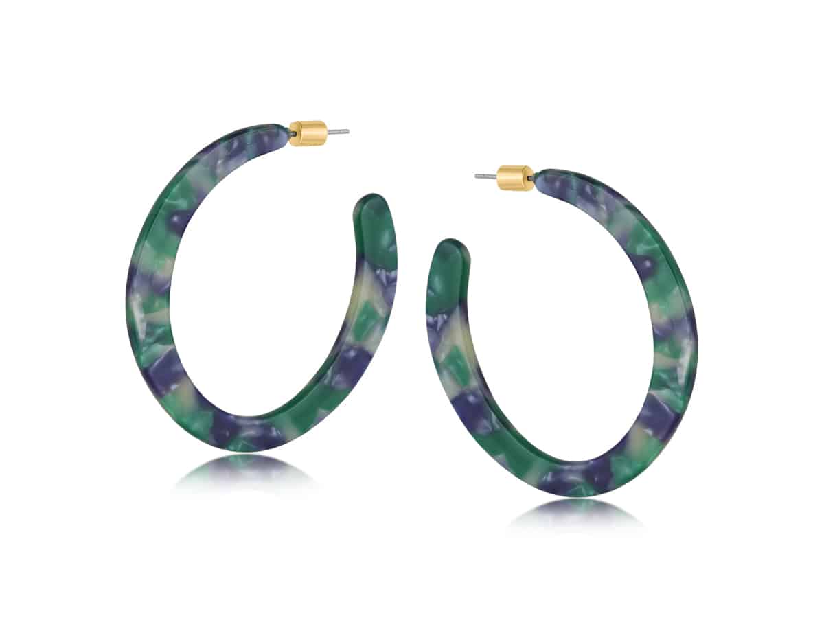 2998 Hortense Resin Statement Cut-out Hoop Earring - Brown & Grey