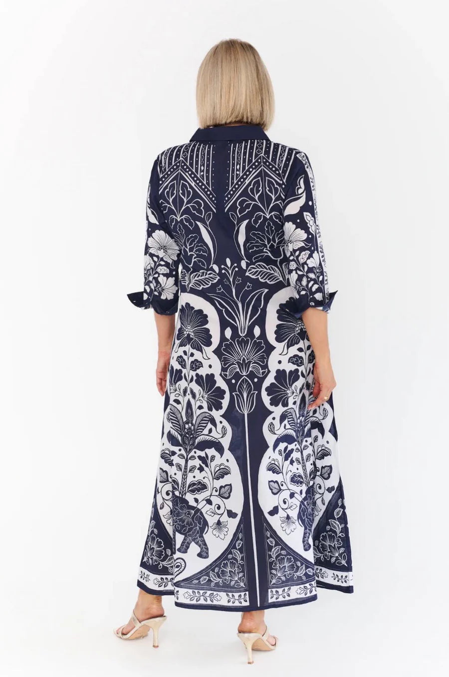 SACRED BLOOM MAXI DRESS-NAVY-SMALL