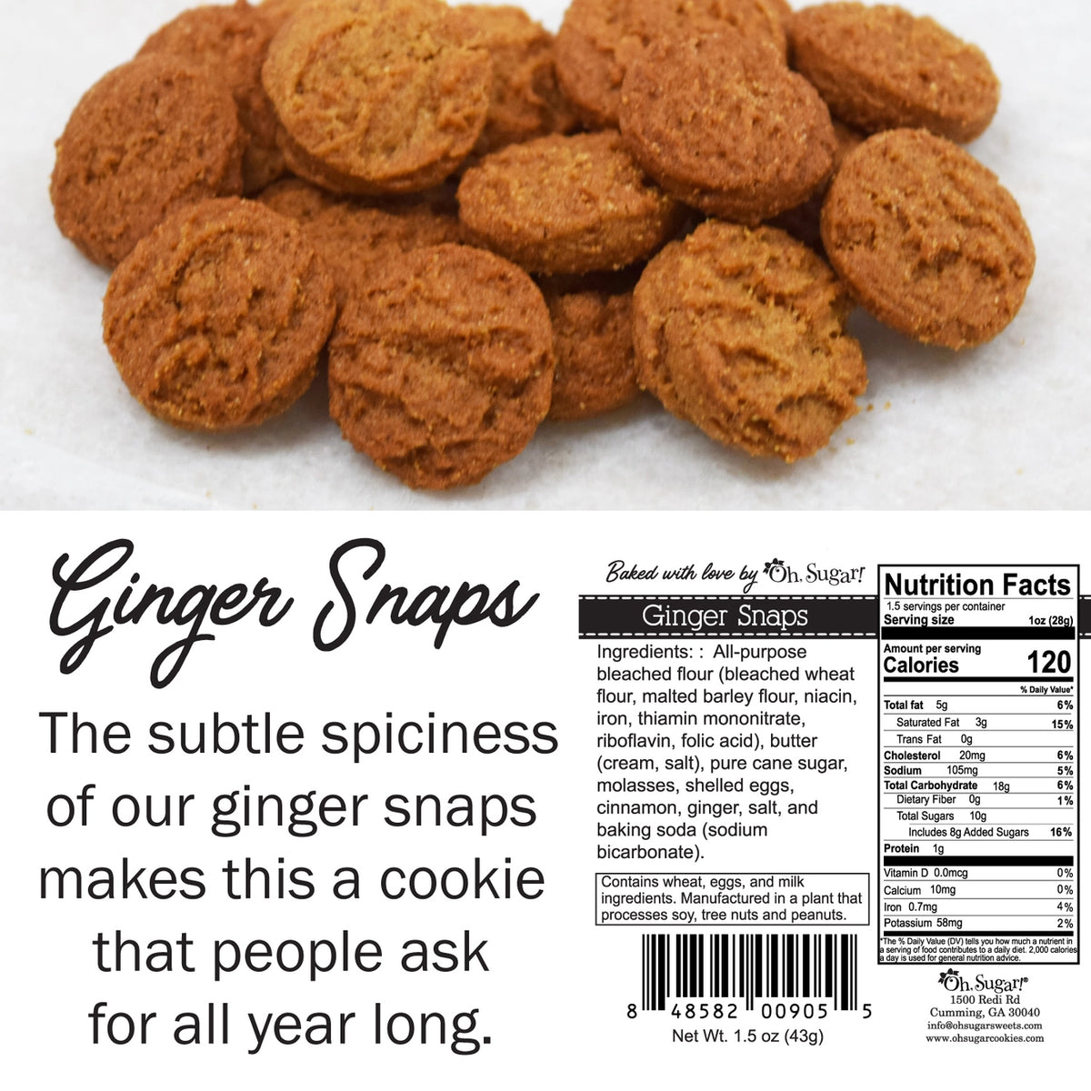 Christmas Cookies - Ginger Snaps Cookies 5 oz