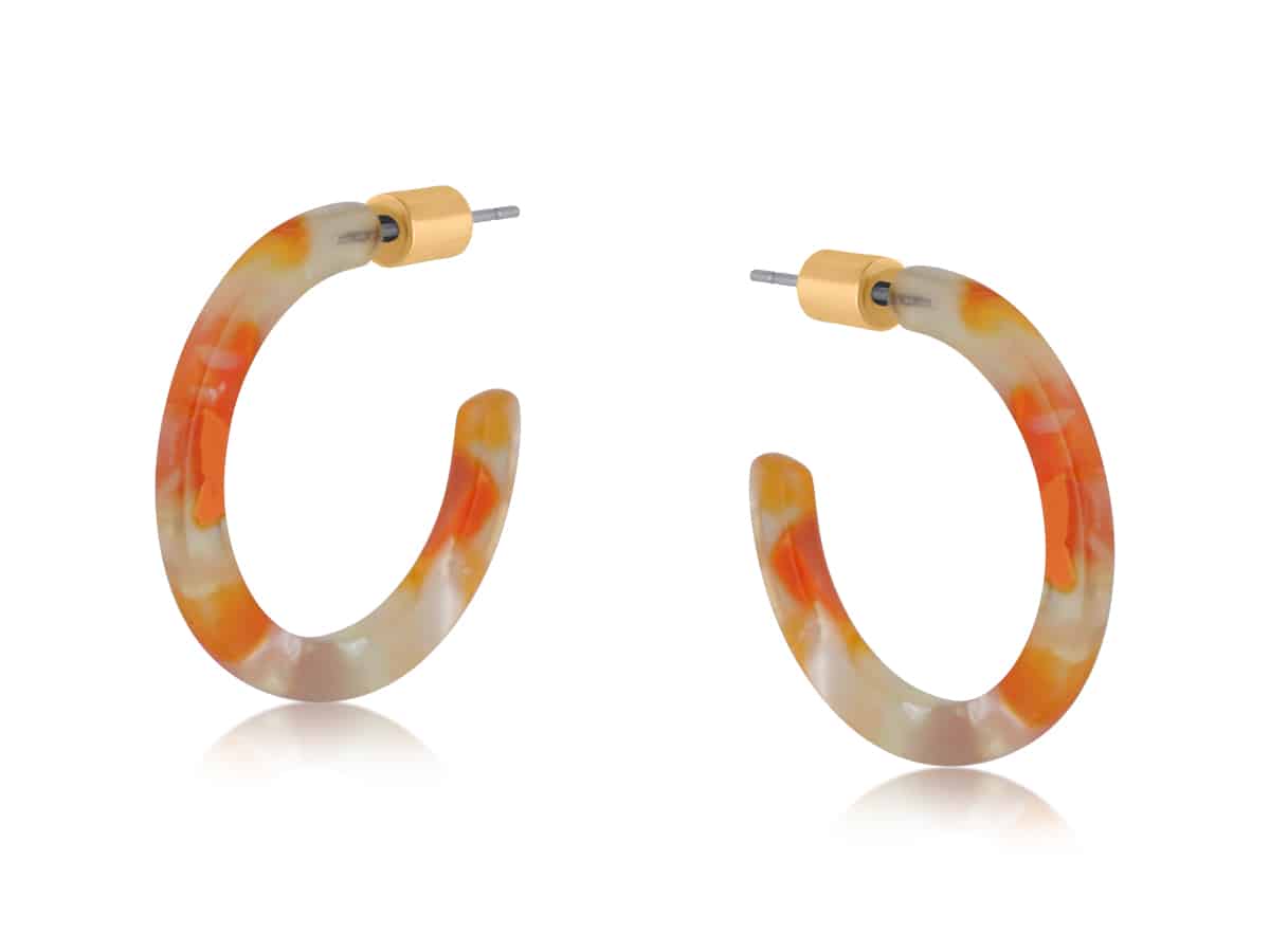 3057 Yellow Pink Emma Thin Resin Hoop Earrings