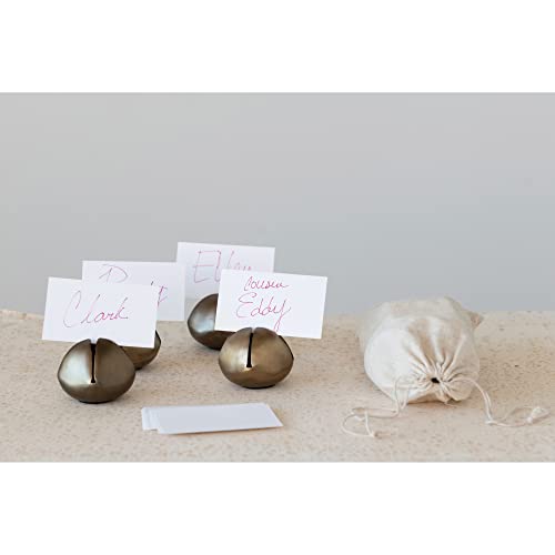 Round Metal Bell Place Card Holder w/Cards (set of 4)