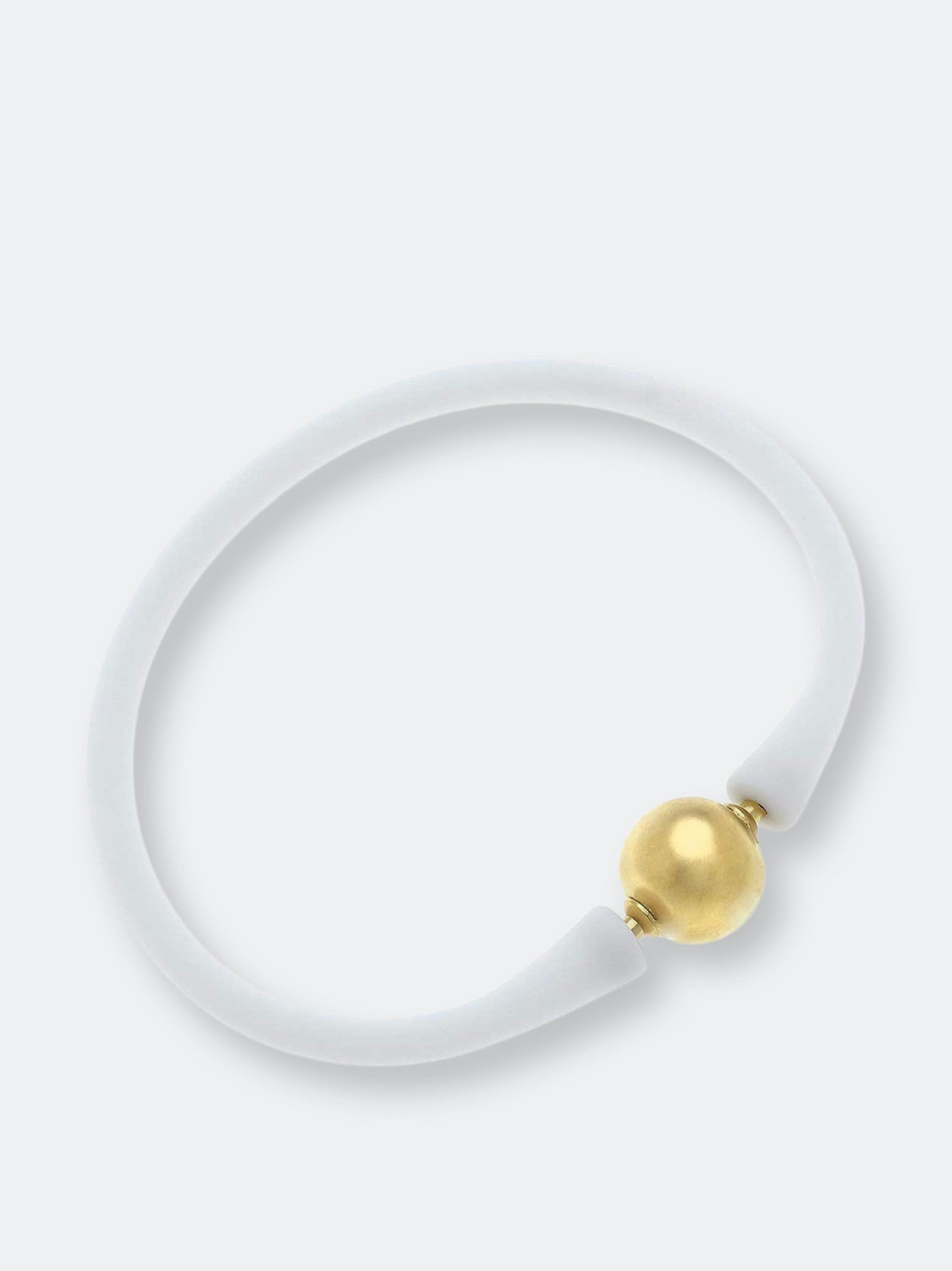 Bali 24K Gold Plated Ball Bead Silicone Bracelet in White
