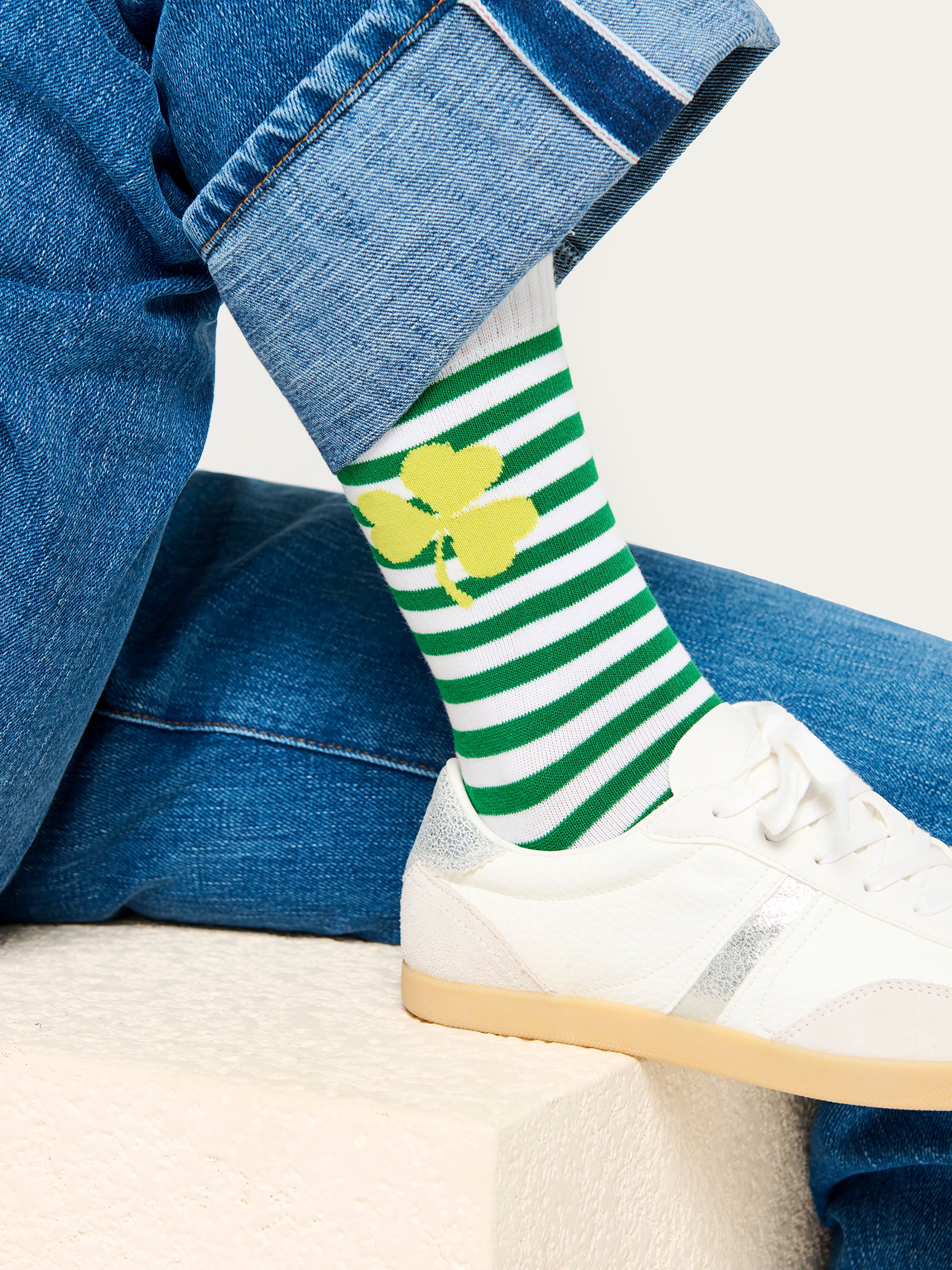 Striped Shamrock Socks, Multi