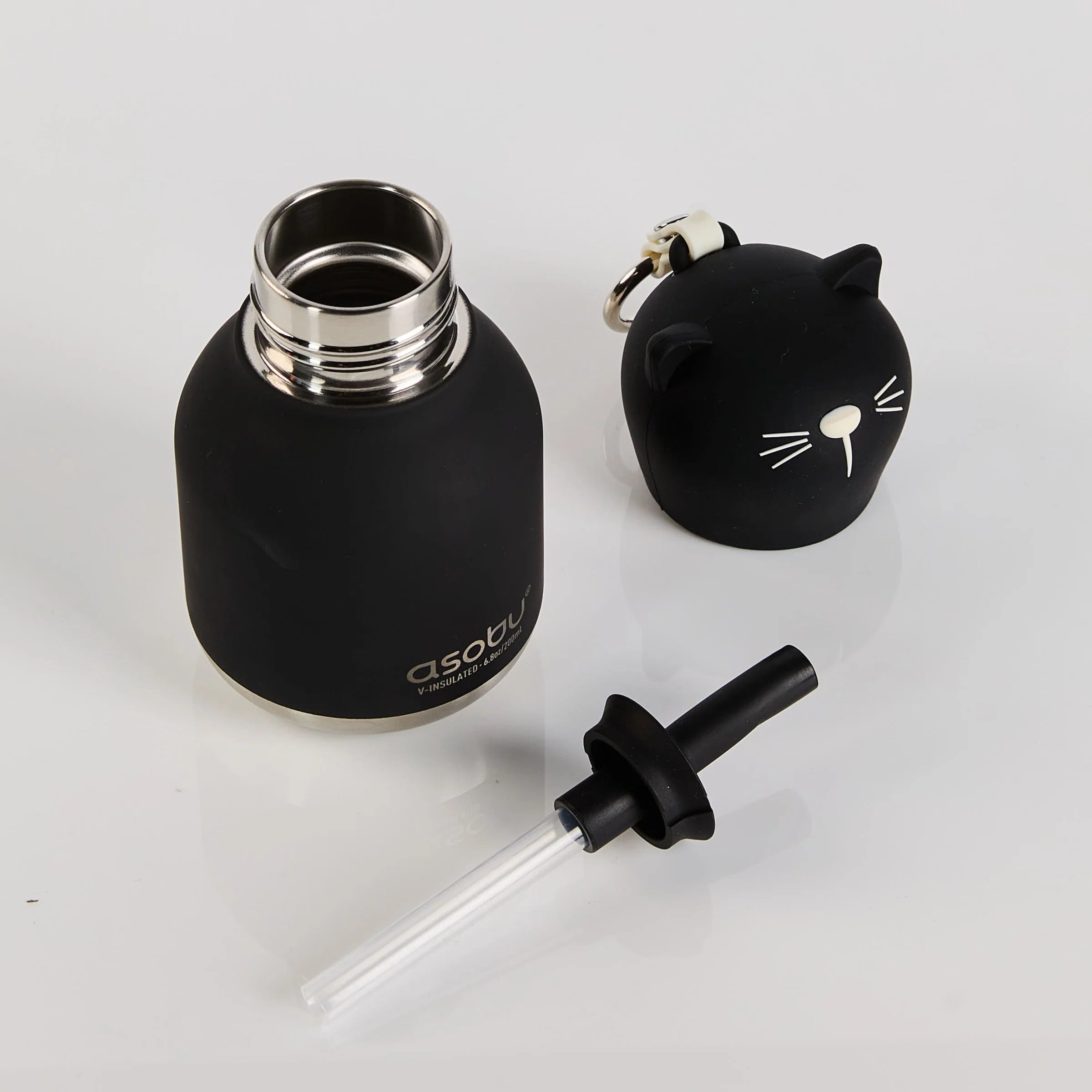 Bag Charm Water Bottle - Black Cat