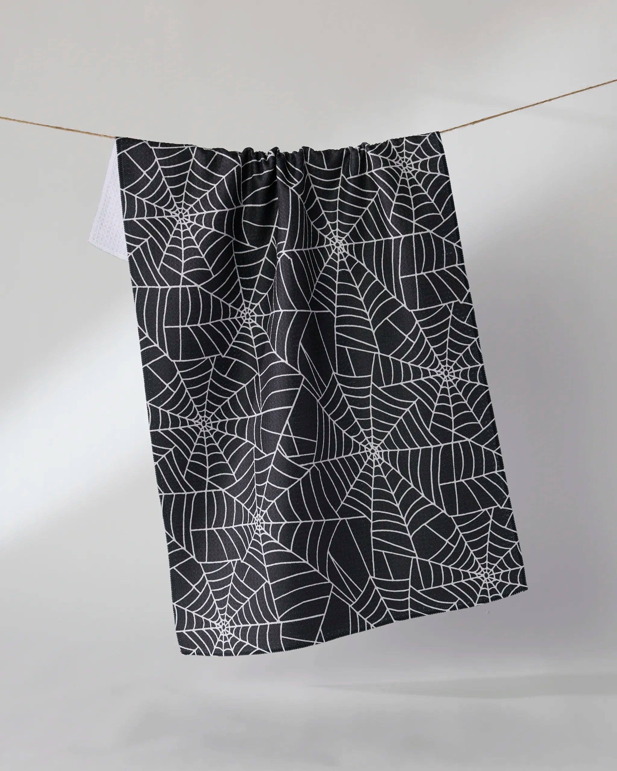 WHISPER WEB TEA TOWEL-BLACK