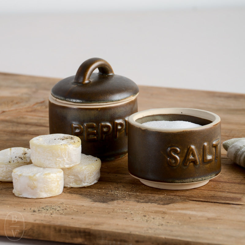 Stoneware Stackable Salt & Pepper Pots 3"x 5"