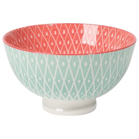 Bowl 4" Blue Geo/Pink