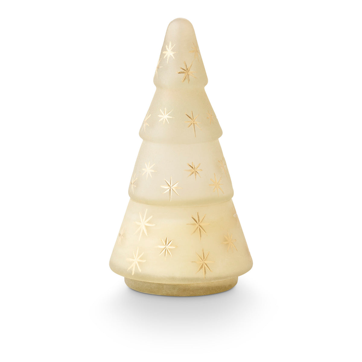 Winter White Star Glass Tree Candle