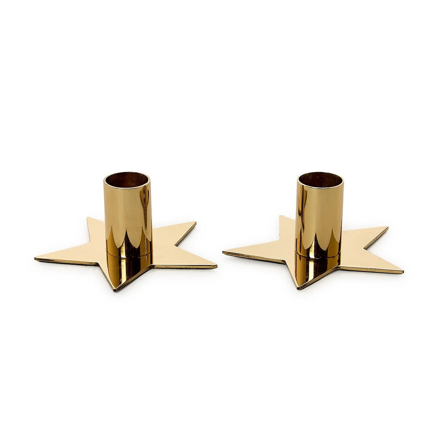 STAR SHAPE METALLIC GOLD TAPER CANDLE HOLDER