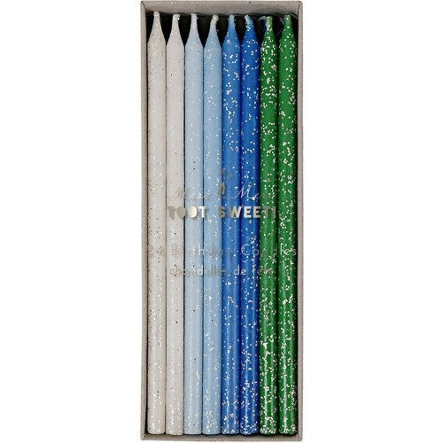 Blue & Green Glitter Candles