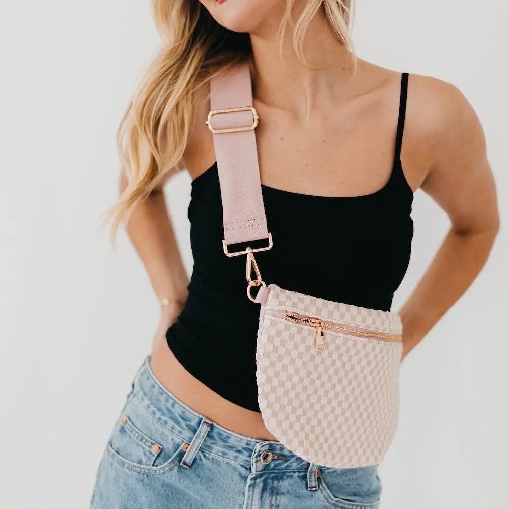 WESTLYN WOVEN BUM BAG-CHECKERED BLUSH