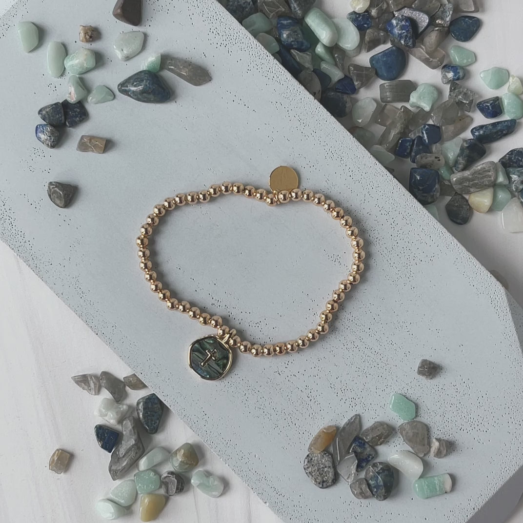 Faith Over Fear Bracelet - Abalone Cross