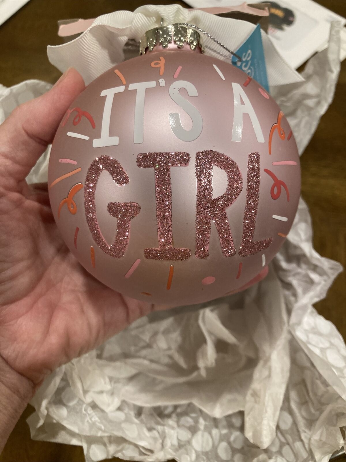 It's a Girl Popper 100mm Glass Ornament