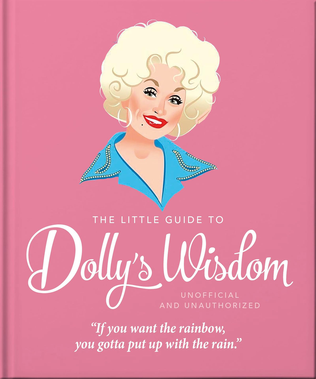 The Little Guide to Dolly's Wisdom book cover featuring illustrated blonde woman on pink background