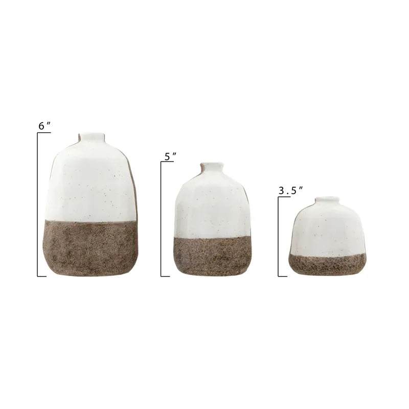 Terra-cotta Vases, White & Grey (set of 3)