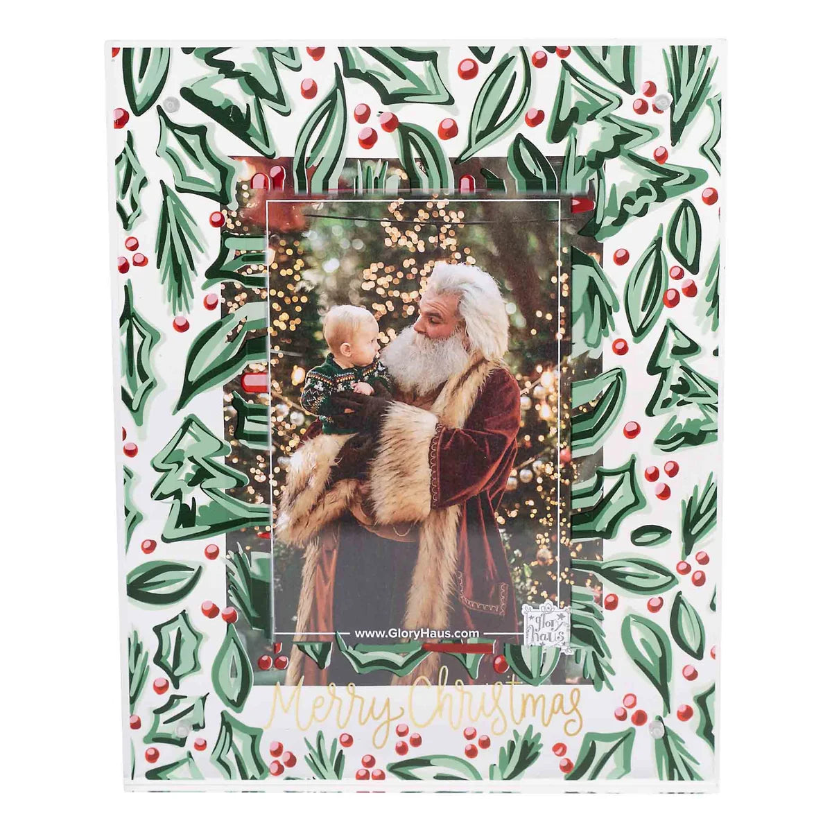 MERRY CHRISTMAS HOLLY ACRYLIC FRAME