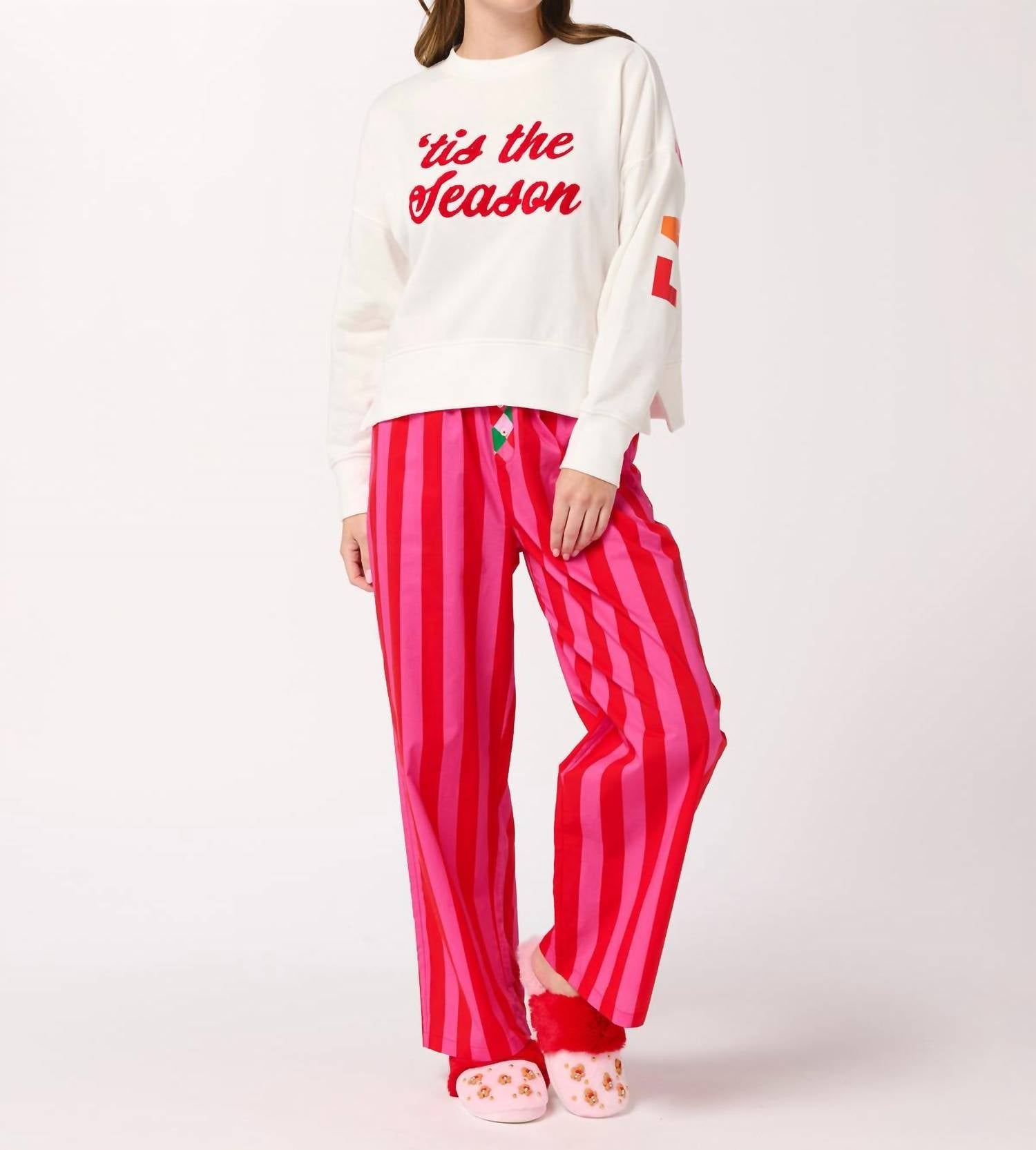 Festive Stripe Boxer Pant, Red - Large