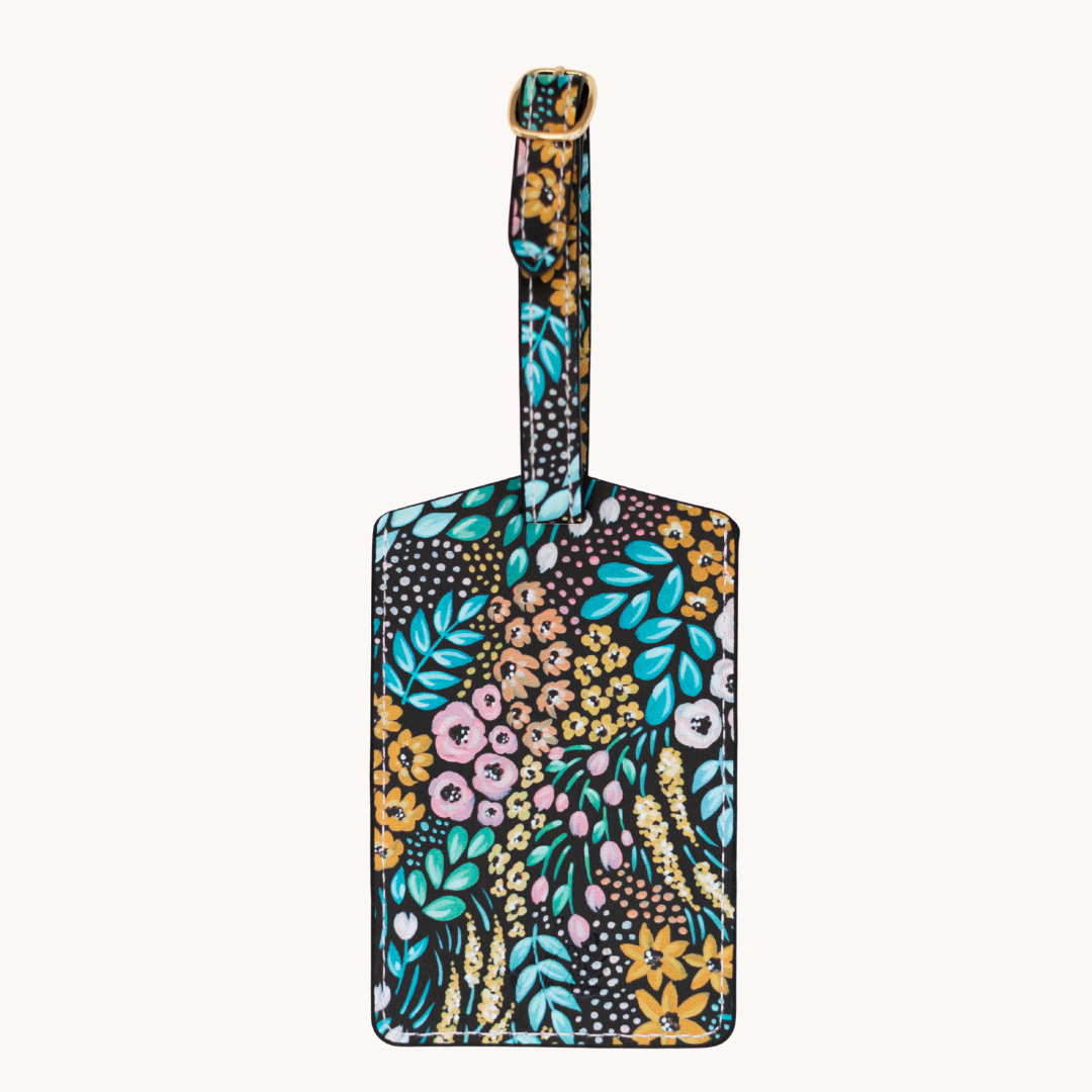 FLORAL LUGGAGE TAG-BLACK FLORAL