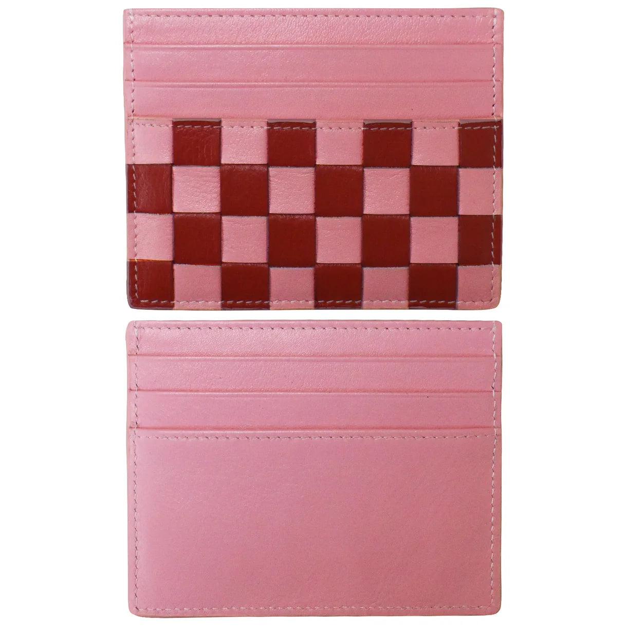 CHECKERBOARD CARD CASE PINK/RED