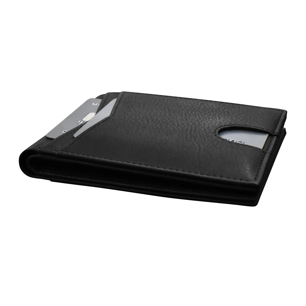 Men's Wallet Premium Leather Front Pocket Bifold - Black