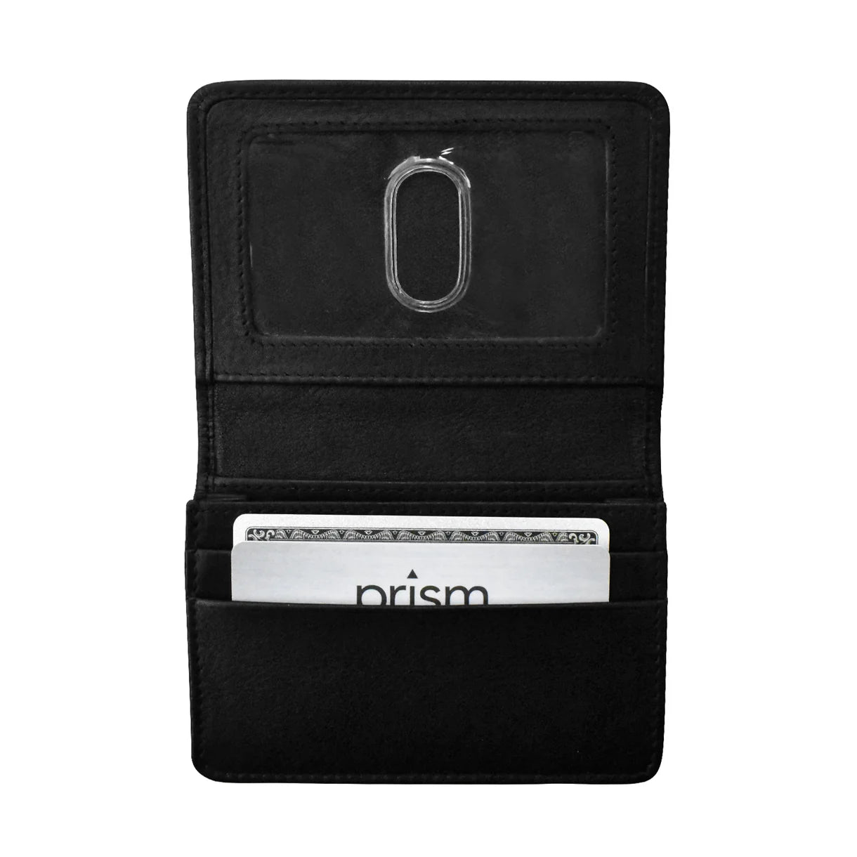 Men's Wallet Premium Leather Flap Card Case - Black