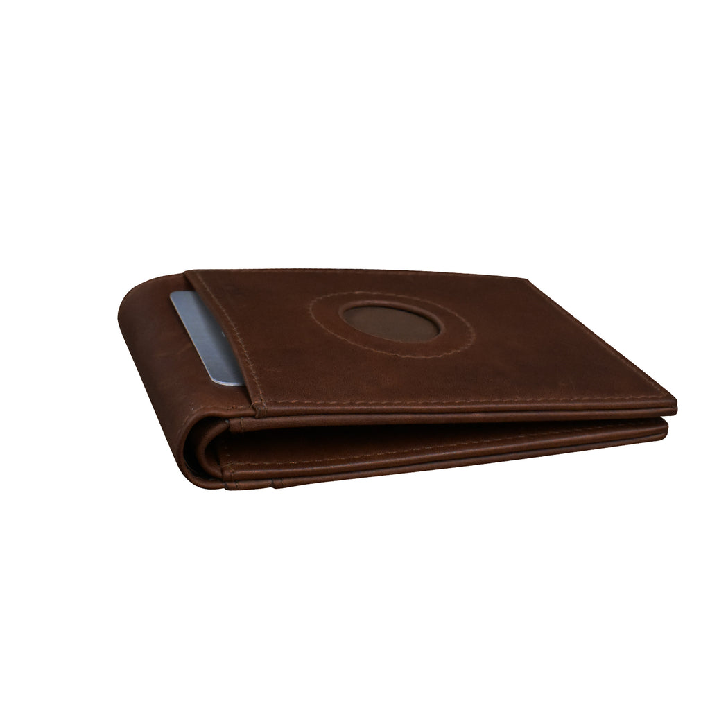Men's Wallet Bifold w/Airtag Holder - Rustic Brown