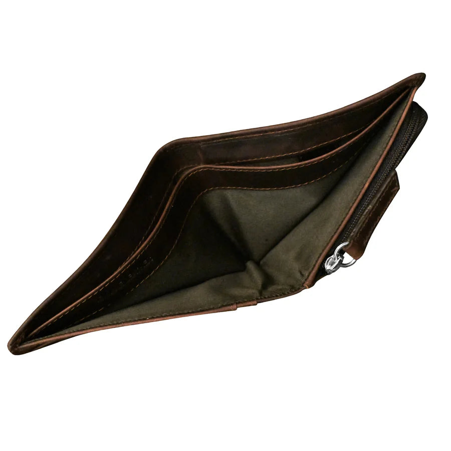 Men's Wallet Bifold w/Zip Pocket - Chocolate