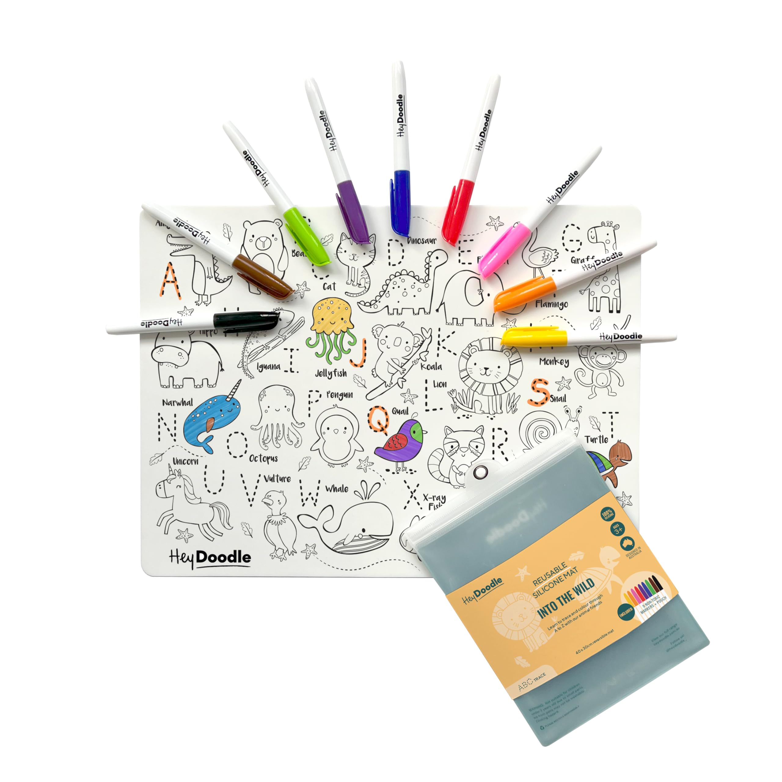 REUSABLE SILICONE ACTIVITY MAT W/MARKERS-"INTO THE WILD"