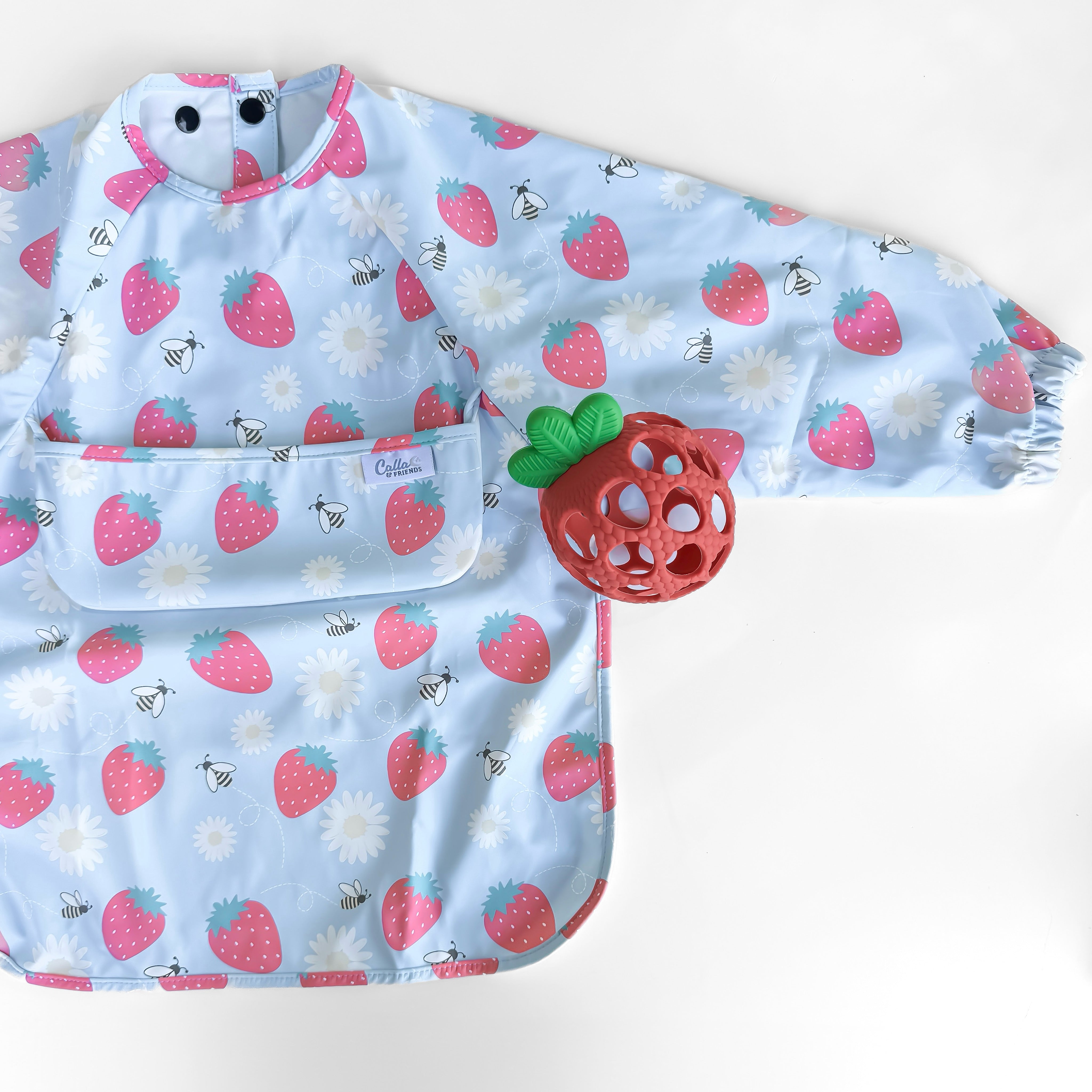GRAYSON LONG SLEEVE BIB-STRAWBERRY PATCH
