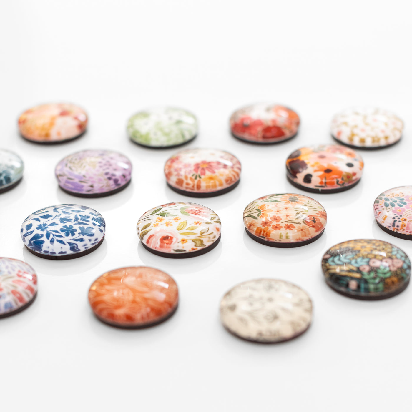 Glass Magnets (box of 8) Floral Winter Tones