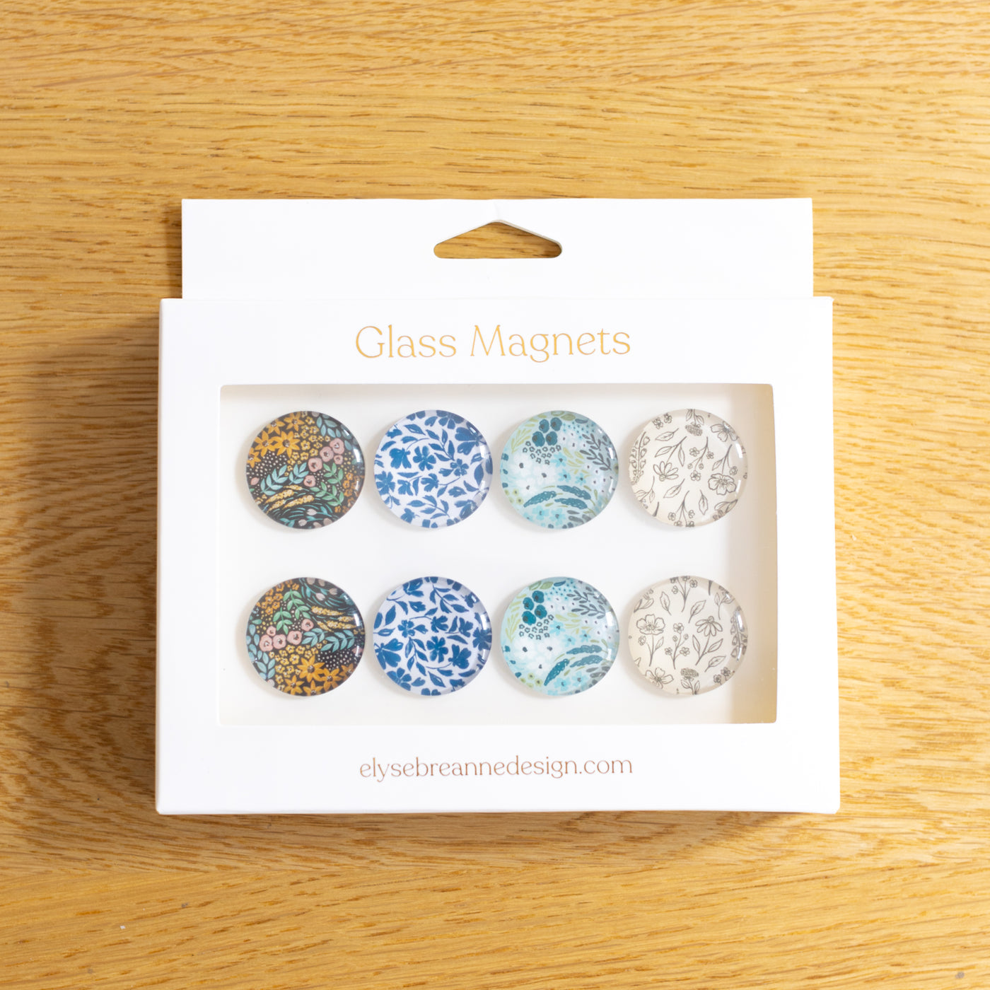 Glass Magnets (box of 8) Floral Winter Tones