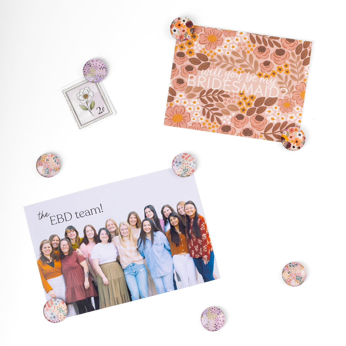 Glass Magnets (box of 8) Floral Summer Tones