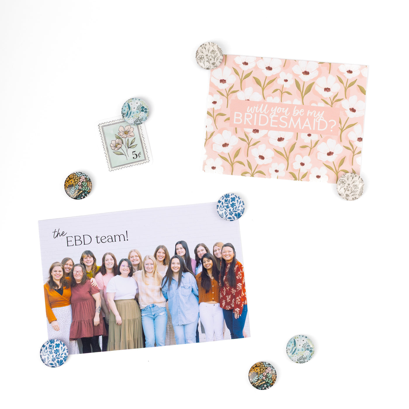Glass Magnets (box of 8) Floral Winter Tones